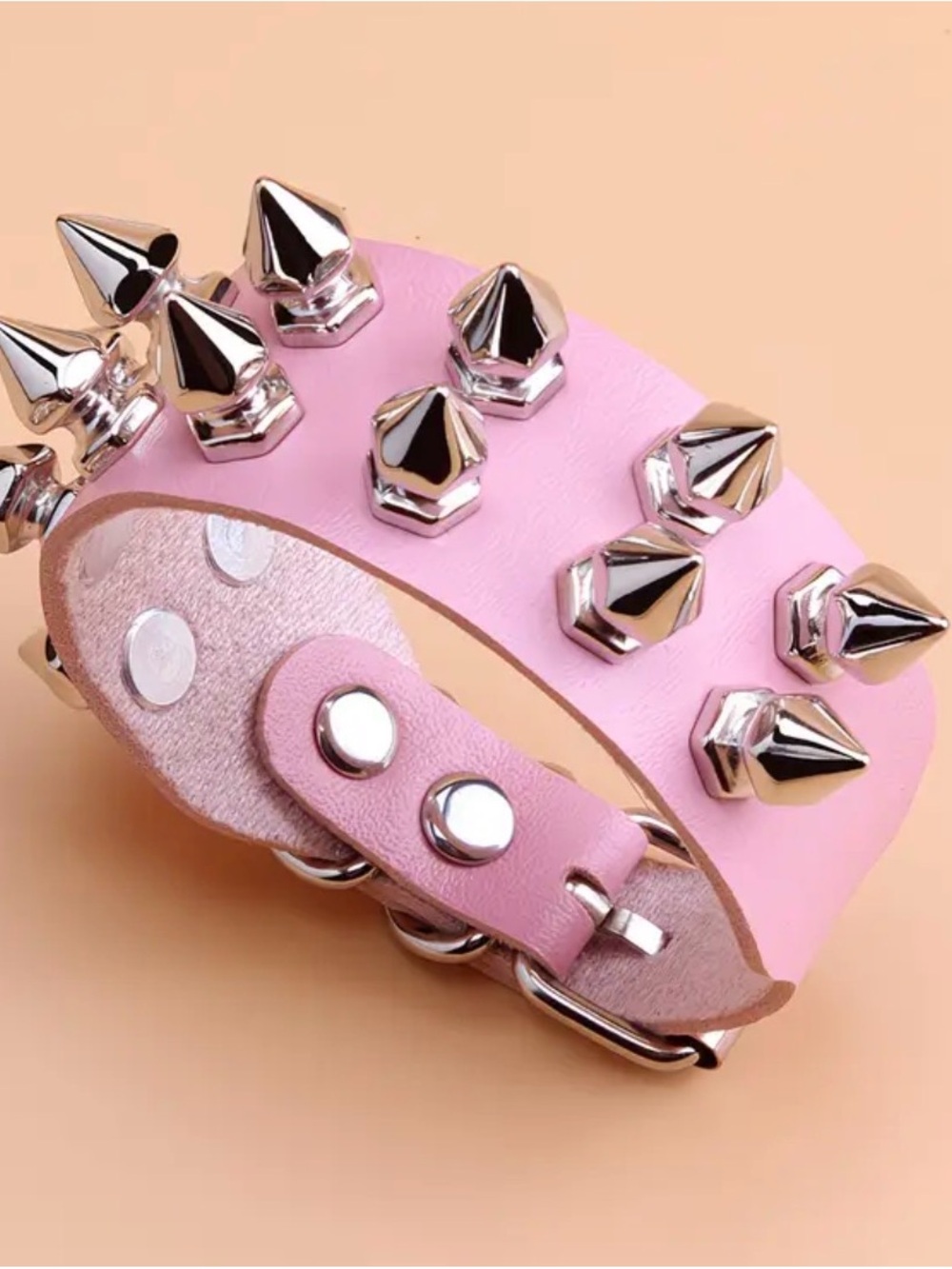 {NWOT} Pretty In Punk Spiked Bracelet Pink Silver